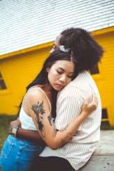 Fashion Editorial Inspired Engagement Shoot at a Sinking Yellow House (11)