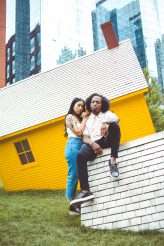 Fashion Editorial Inspired Engagement Shoot at a Sinking Yellow House (13)