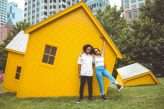 Fashion Editorial Inspired Engagement Shoot at a Sinking Yellow House (15)