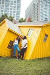 Fashion Editorial Inspired Engagement Shoot at a Sinking Yellow House (17)