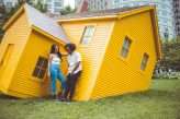 Fashion Editorial Inspired Engagement Shoot at a Sinking Yellow House (18)