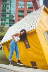 Fashion Editorial Inspired Engagement Shoot at a Sinking Yellow House (27)