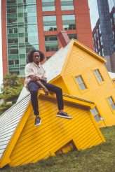 Fashion Editorial Inspired Engagement Shoot at a Sinking Yellow House (28)