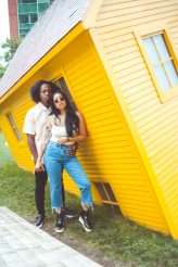 Fashion Editorial Inspired Engagement Shoot at a Sinking Yellow House (3)