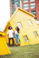 Fashion Editorial Inspired Engagement Shoot at a Sinking Yellow House (5)