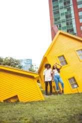 Fashion Editorial Inspired Engagement Shoot at a Sinking Yellow House (7)