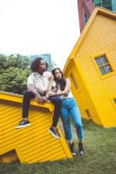 Fashion Editorial Inspired Engagement Shoot at a Sinking Yellow House (8)