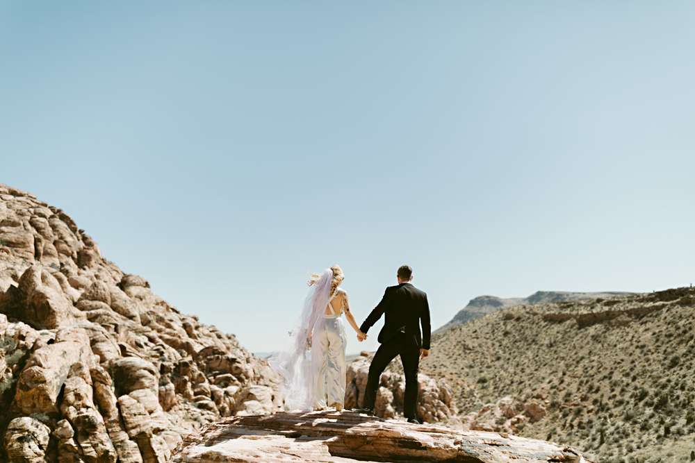 Pink Dream Las Vegas Elopement with a Mirrored Wedding Dress