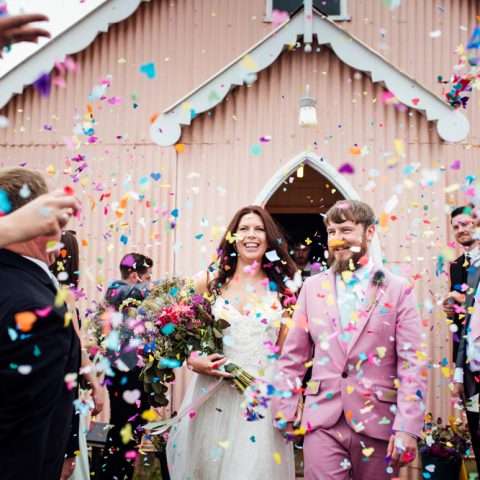 Wes Anderson Inspired Wedding in a Pink Tin Chapel (23)