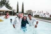 Tuscan Pool Party Wedding With Frida Kahlo Bride & All the Guests in White (60)