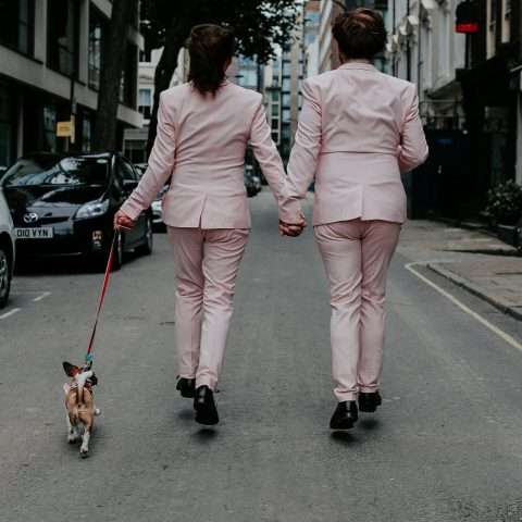 Intimate London Wedding with The Grooms in Matching Pink Suits! (14)