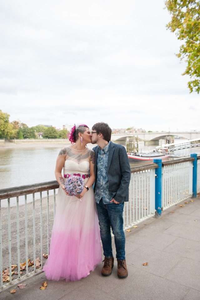 Relaxed Pink Pub Wedding With A Diy Dip Dyed Dress Rock N