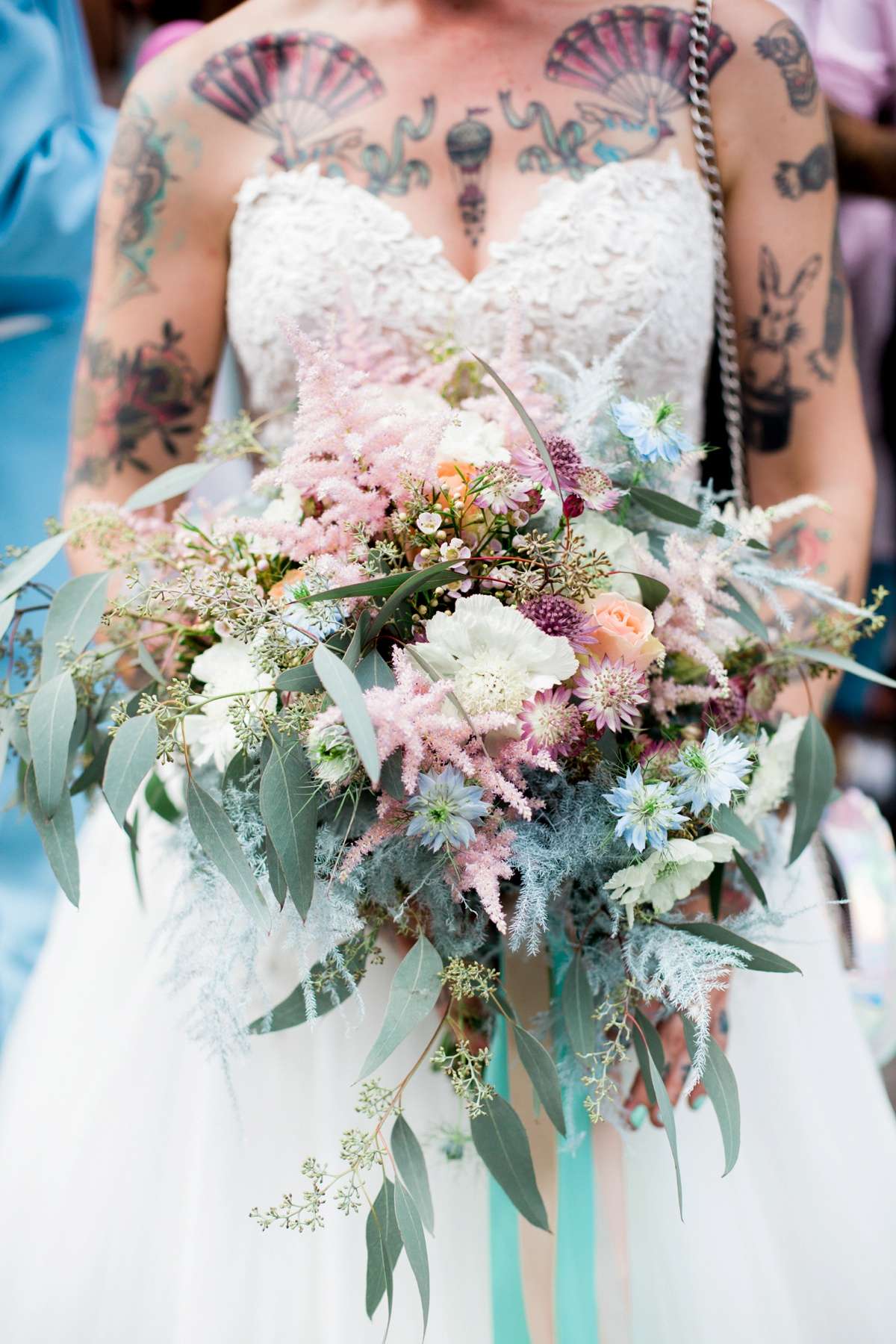 50 Pretty Floral Nail Designs : Flower & Blue French Nail Art I Take You, Wedding Readings, Wedding Ideas, Wedding Dresses