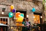Brooklyn City Wedding with 1000 balloons, a green jumpsuit and tacos26