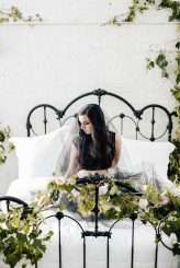 Dark Boudoir Bridal Shoot With Greenery and Florals 00009