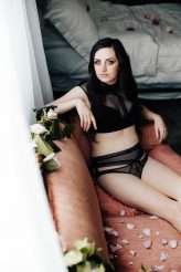 Dark Boudoir Bridal Shoot With Greenery and Florals 00034