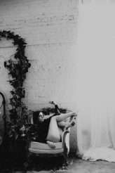 Dark Boudoir Bridal Shoot With Greenery and Florals 00093