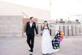 Industrial Black and White Wedding with a Pop of Rainbow 00382