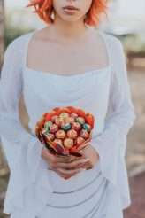 Badass Sequinned French Elopement With Lollipop Bouquet 10