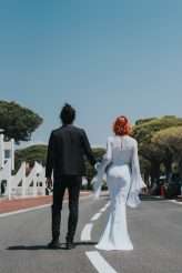 Badass Sequinned French Elopement With Lollipop Bouquet 12