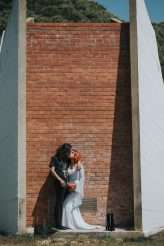 Badass Sequinned French Elopement With Lollipop Bouquet 16