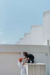 Badass Sequinned French Elopement With Lollipop Bouquet 17