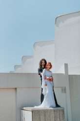 Badass Sequinned French Elopement With Lollipop Bouquet 18