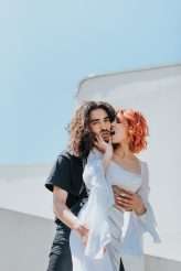 Badass Sequinned French Elopement With Lollipop Bouquet 19