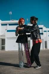 Badass Sequinned French Elopement With Lollipop Bouquet 40