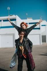 Badass Sequinned French Elopement With Lollipop Bouquet 41