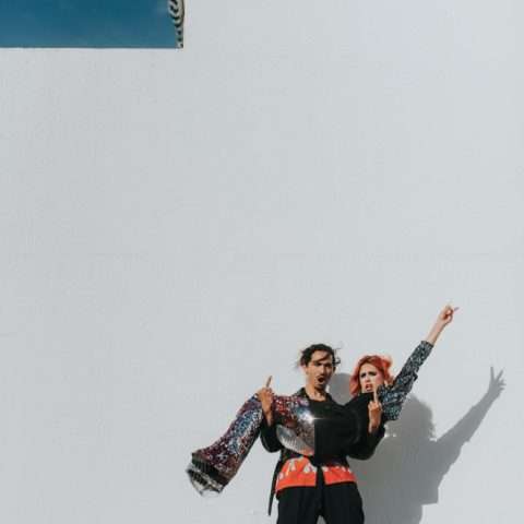 Badass Sequinned French Elopement With Lollipop Bouquet 43