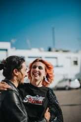 Badass Sequinned French Elopement With Lollipop Bouquet 45