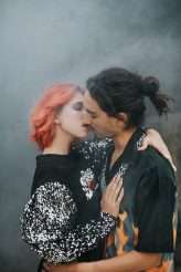 Badass Sequinned French Elopement With Lollipop Bouquet 51