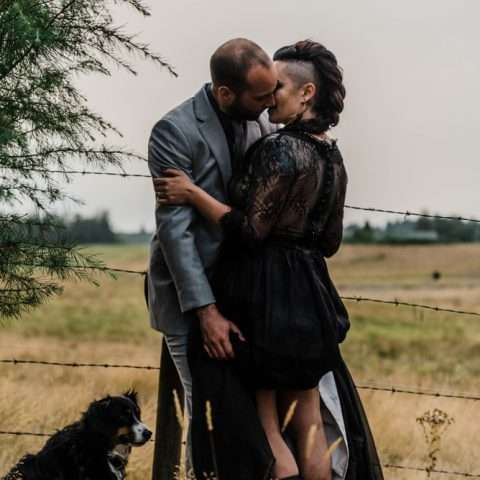 Homemade Farm Wedding with Black Wedding Dress (39)