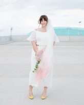 Lazy Las Vegas Elopement Ombre Dip Dye Veil Succulents Bridal Culottes 12