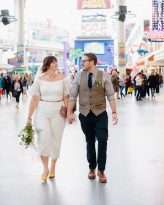 Lazy Las Vegas Elopement Ombre Dip Dye Veil Succulents Bridal Culottes 18