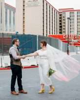 Lazy Las Vegas Elopement Ombre Dip Dye Veil Succulents Bridal Culottes 22