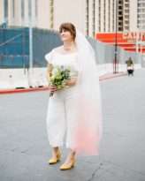 Lazy Las Vegas Elopement Ombre Dip Dye Veil Succulents Bridal Culottes 23