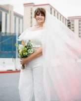 Lazy Las Vegas Elopement Ombre Dip Dye Veil Succulents Bridal Culottes 24