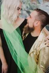 Intimate Las Vegas Wedding with a Black Dress & Neon Green Veil! (18)