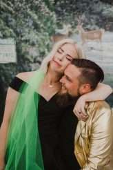 Intimate Las Vegas Wedding with a Black Dress & Neon Green Veil! (19)