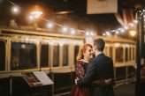 Vintage Train Museum Red Dress Cocktail Hour Wedding 59
