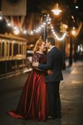 Vintage Train Museum Red Dress Cocktail Hour Wedding 60