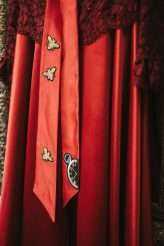 Vintage Train Museum Red Dress Cocktail Hour Wedding 8