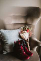 Vintage Train Museum Red Dress Cocktail Hour Wedding 9