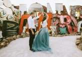 Neon Graveyard Las Vegas Elopement Blue Dress 12