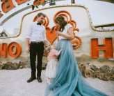 Neon Graveyard Las Vegas Elopement Blue Dress 14