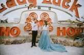 Neon Graveyard Las Vegas Elopement Blue Dress 15