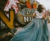 Neon Graveyard Las Vegas Elopement Blue Dress 22