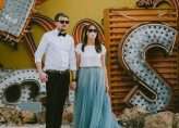 Neon Graveyard Las Vegas Elopement Blue Dress 28